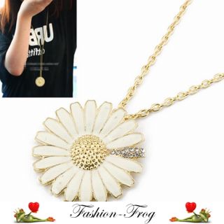 Halskette Kette Blume Blüte Gänseblümchen Margerite Strass gold