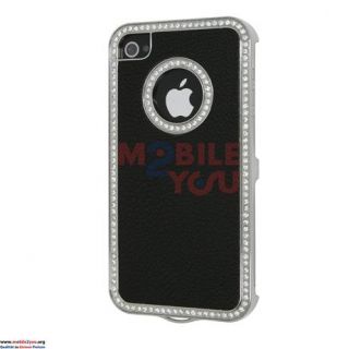 iPhone 4 4S Leder Design Luxus Strass Hardcase Schutzhülle Cover