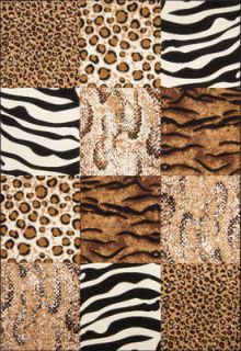 Moderner Designer Teppich Muster Leopard, Tiger, Zebra in Beige