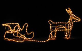 Rentier mit Schlitten beleuchtet aussen Lichterkette NEU Elch