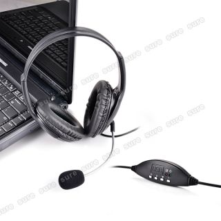 schwarz USB Stereo Headset Kopfhörer + Mic f. MSN PC Skype