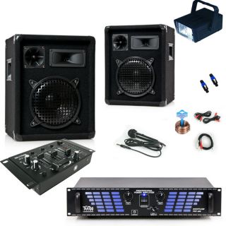Discoanlage Partylicht PA Boxen Endstufe Mixer DJ 490