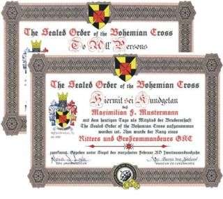 ADELSTITEL RITTER DES ORDENS of the BOHEMIAN CROSS