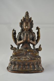 Tibetische Bronze Bodhisattva Avalokiteshvara Bronze Plastik Tibet
