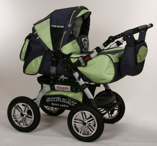 Kombi Kinderwagen CAPRI +Babyschale Autositz +Tragetasche +Frabwahl