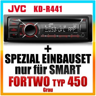 JVC KFZ/Auto USB Radio+Radioblende grau für SMART ForTwo