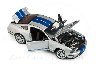 2008 FORD SHELBY MUSTANG GT500 KR Silver Blue Stripes 124 Franklin
