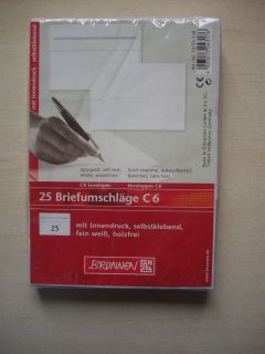 25 Briefumschläge C 6 weiß ohne Fenster selbstklebend (538)