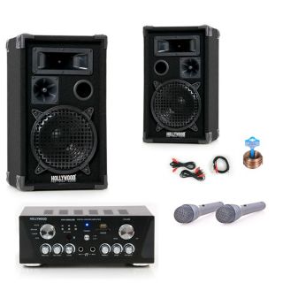 Karaokesystem PA Anlage Lautsprecher DJ Komplettsystem USB SD 