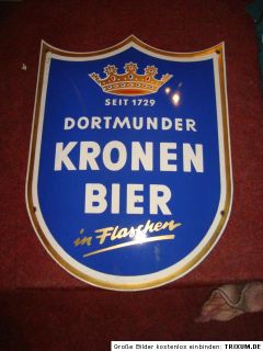 Modernes Emailschild, Dortmunder Kronen Bier, 36,5 x 48,5 cm