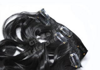 Clip IN Extensions Haarverlängerung Haarverdichtung Kunsthaar #1B