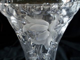 Alte Bleikristall Vase, Rosen Dekor, geschliffen, 50er Jahre
