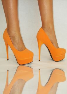 Schuhe 35 40 Orange Shoes Plateau High Heels Pumps Damenschuhe Abend