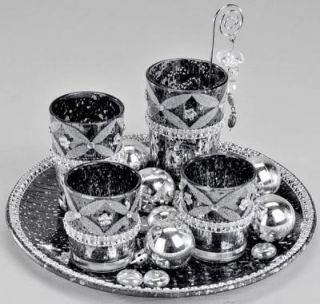 Weihnachtsdeko von formano Teelichthalterset fuer den Advent in silber