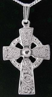 585 Weißgold Silber Krieger Keltisch Kreuz Anhänger