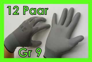12 Paar Montagehandschuhe Gr 9 PU Handschuhe Montage Arbeitshandschuh