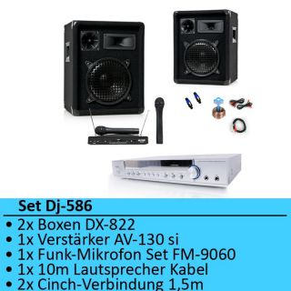 DJ PA Musiksystem Boxen Verstärker Funkmikrofon 2er Set
