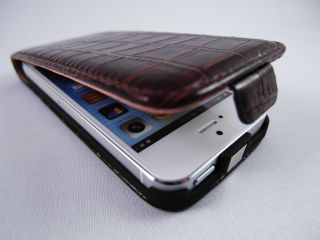 IPHONE 5 KROKO Leder Tasche CROC Leather Flip Case Wallet + 2 TOUCHPEN