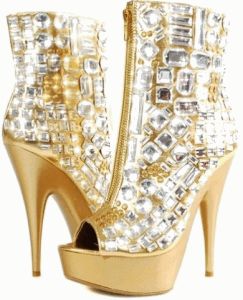Fashion Women Metallic Jewel Platform Ankle Boots Shoes