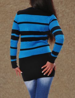F601 Damen FeinStrick Pullover Longpullover Sweater Longshirt Bluse