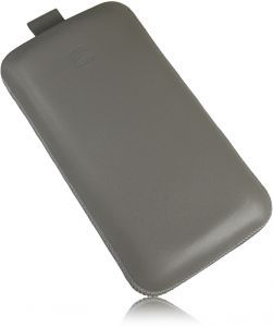 Neu Handytasche Ledertasche Leder Etui Grau für HTC One X