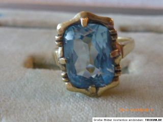 HOCHWERTIGER Art Deco Damenring Ring SILBER verg.+Stein blau Gold