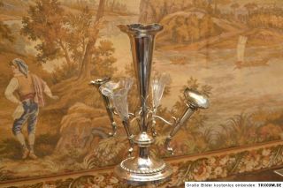 engl. Silber Tafelaufsatz mit 5 Vasen, Jugendstil, Sheffield / England