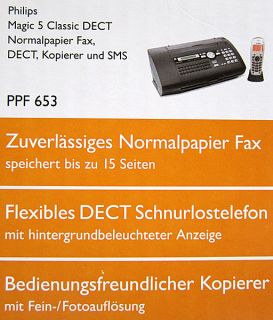Philips Normalpapier Faxgerät mit Mobilteil PPF 653 FAX