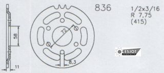 Kettenrad Zündapp 836 33 Zähne R 50 1964 RS 50