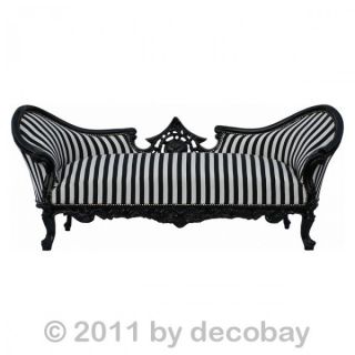 Design Sofas im Barock Stil schwarz weiss gestreifte 3 er Couch im