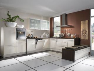Komfort Wohnküche mit allen Extras Einbauküche Küche weiß/savannah