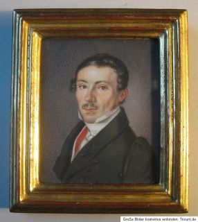 BIEDERMEIER Portrait MINIATUR top QUALITÄT Gouache MANN um 1830