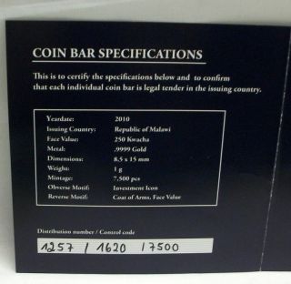 Investment Coin Bar Collection 2010 7 Goldbarren 9999 Zertifikat OVP