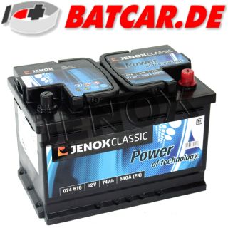 Jenox Classic 12V 74Ah 680 A/EN Starterbatterie Autobatterie ersetzt