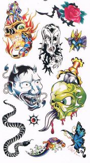TATTOO Heft Aufkleber 5 Bogen Tattoos Skull Totenkopf 2