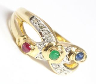 14kt 585 Damen Gold Ring Diamantring Diamant Rubin Smaragd Saphir