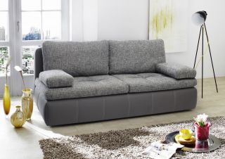 Schlafsofa Clou Kunstleder Grau Struktur Sofa Couch Funktionssofa