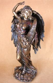 Fortuna Engel mit Füllhorn Figur bronziert Glück NEU