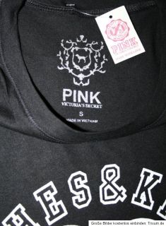 Trendy Victorias Secret Pink T Shirt *Wishes&Kisses* Schwarz Gr.S