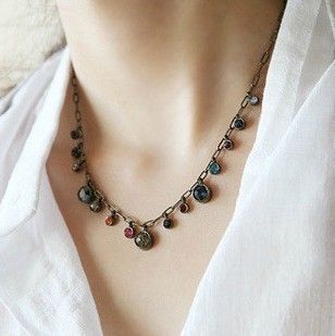 G4610 Womens Antique Color Crytal Pendants Necklace