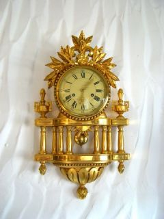 XL Cartelluhr Wanduhr Pendeluhr Gold ANTIK Pendule Wall Clock Uhrwerk