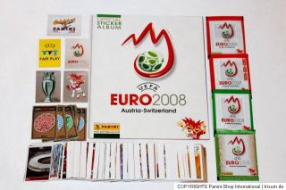 Panini EM EC Euro 2008 08 – KOMPLETTSATZ + Leeralbum ALBUM + 4