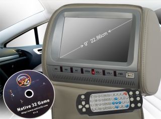 22,86cm) Digital LCD Monitor Auto Kopfstütze DVD Player USB SD