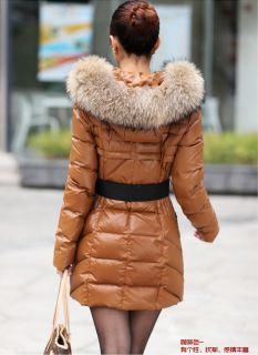 Damen Winter Pelzkragen Kapuzen Echte Daunen Jacke Puffer Jacket
