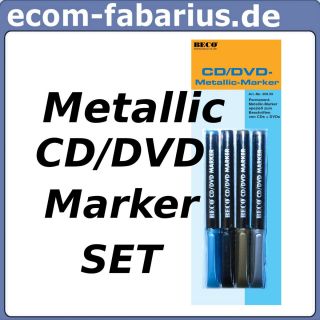 CD DVD MARKER Metallic 4 Stifte Blu Ray BECO 609.99 silber gold blau