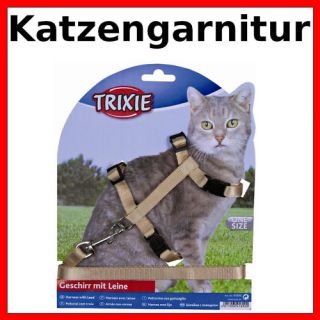 Katzengarnitur Katzenleine Katzengeschirr Halsband UNI Leine Geschirr