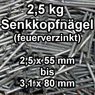 kg Senkkopfnägel verzinkt, 50, 60, 65, 70, 80, Drahtstifte