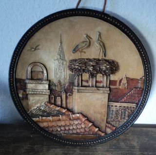 antiker Keramik Teller Phönix Oscar Gladenbeck Storch