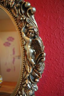 ovaler Wandspiegel Spiegel barock Engel antik silber