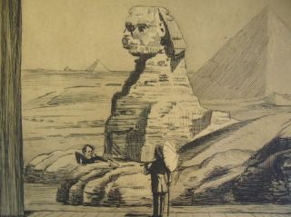 RADIERUNG OTTO SAGER 1870 1940   ÄGYPTEN KAIRO PYRAMIDEN SPHINX